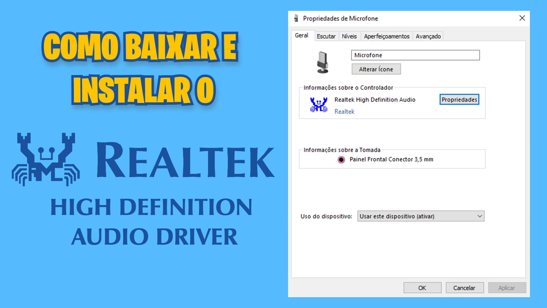 Como instalar o driver Realtek High Definition Audio