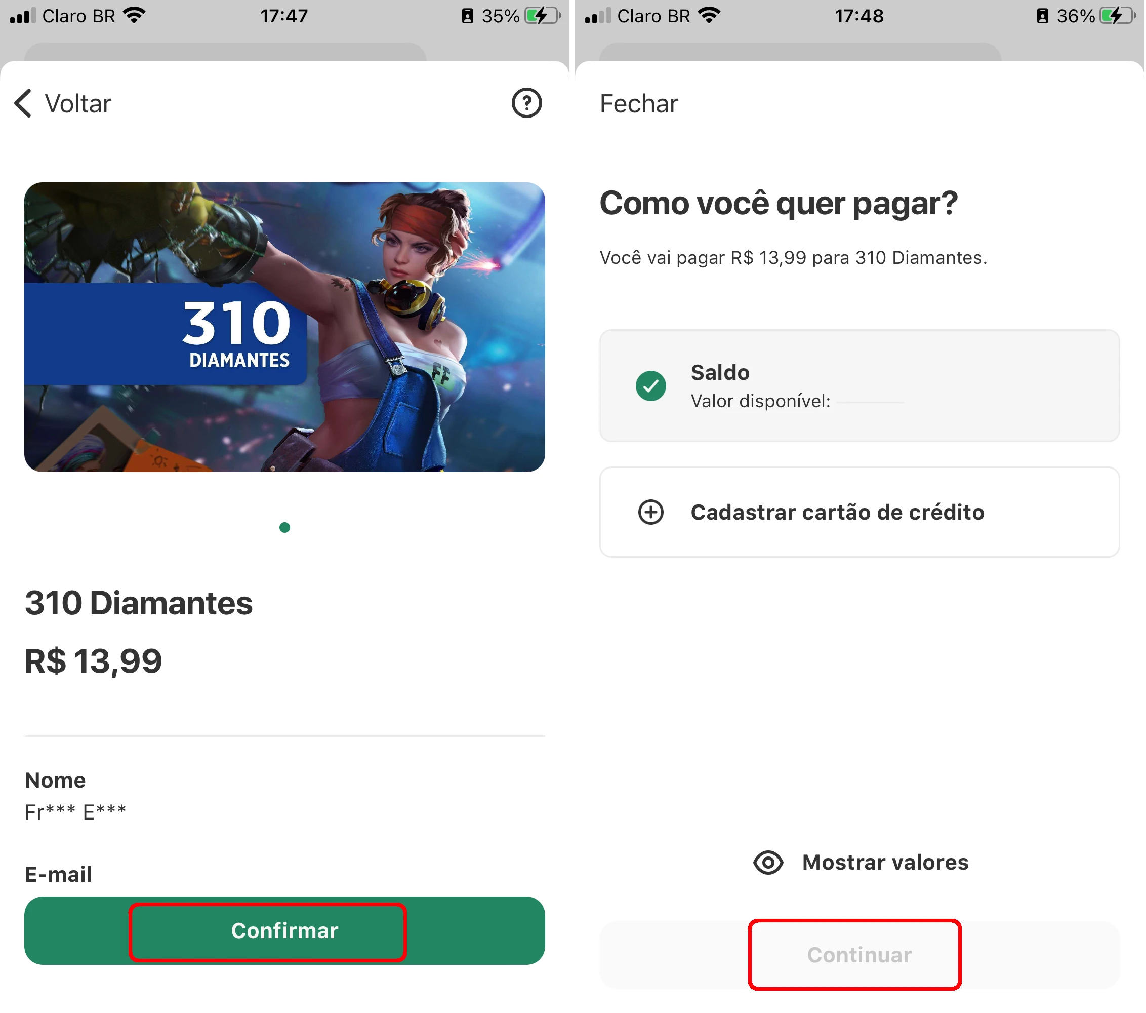 Como recarregar diamantes do Free Fire pelo PicPay