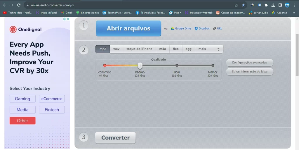 Como separar áudio de vídeo usando o Online Audio Converter