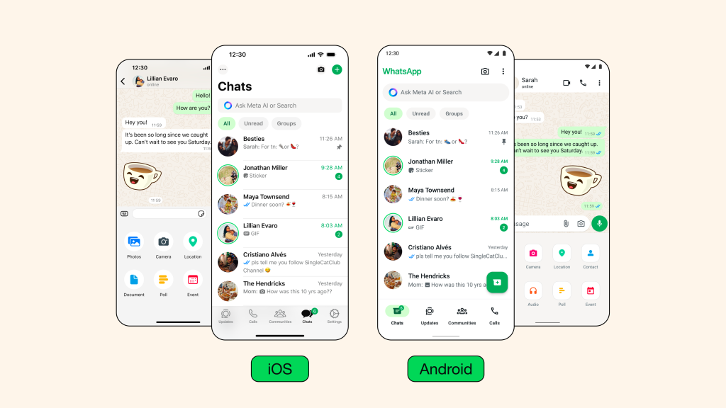 WhatsApp atualiza interface no Android e iPhone