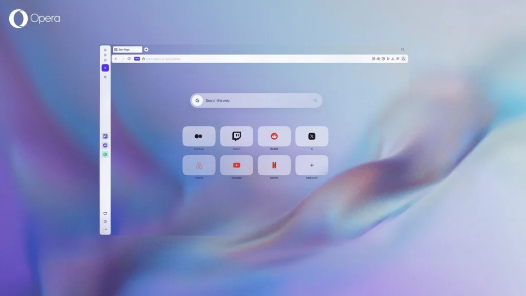 Tela do navegador Opera One R2 com novos controles de multimídia, recursos de IA e mais!