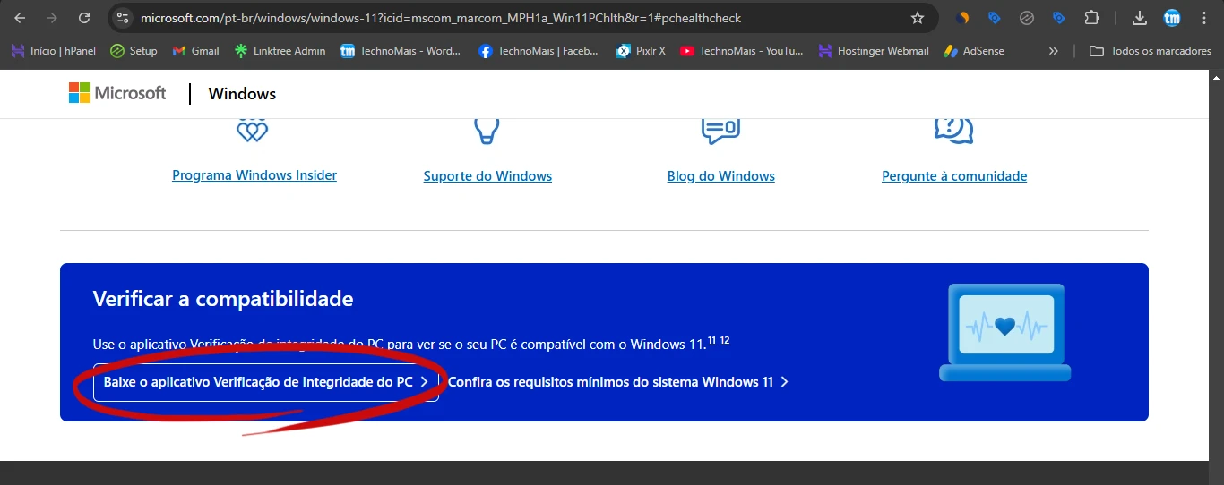 Baixar aplicativo Verificação de integridade do PC para ver se o seu PC é compatível com o Windows 11