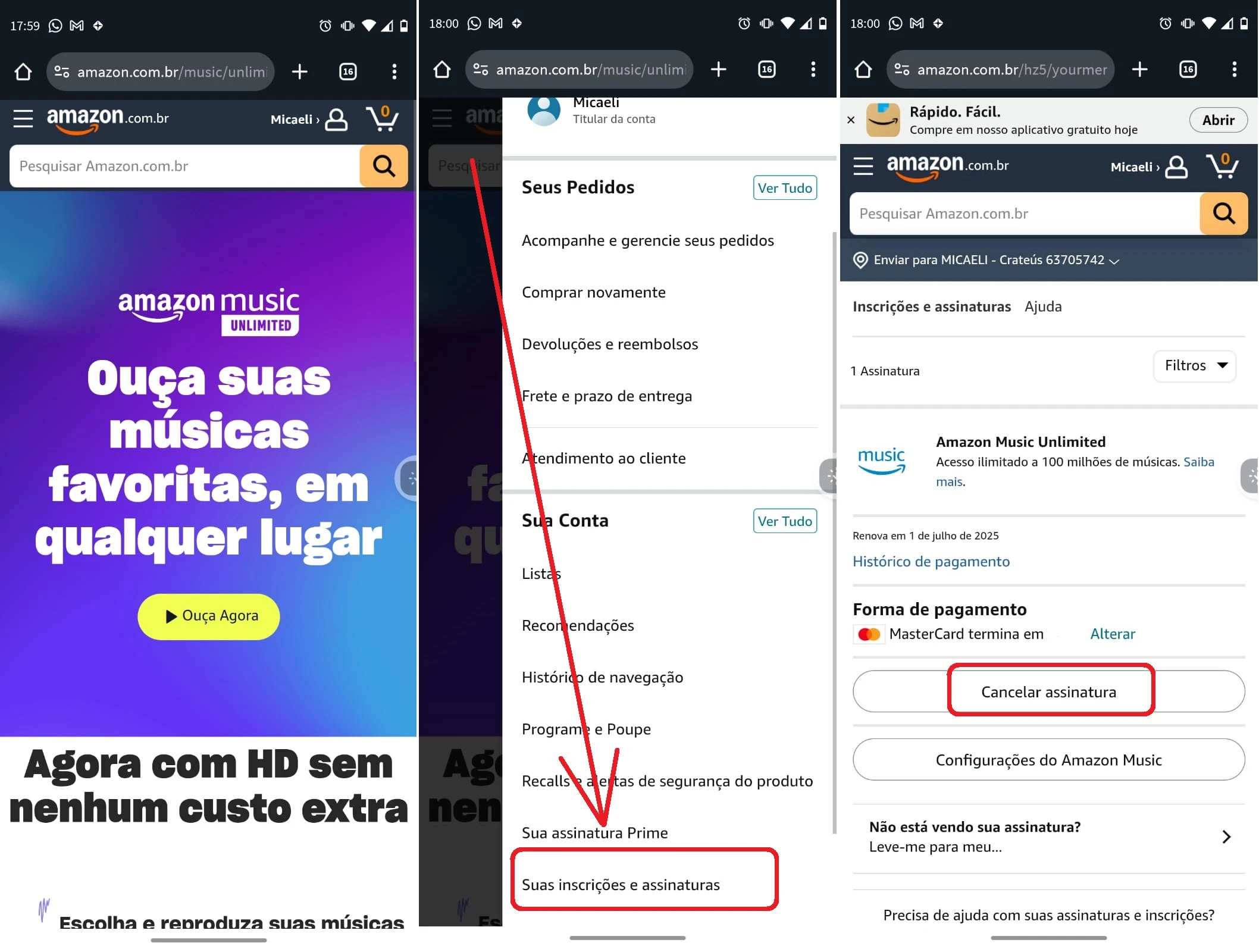 Como cancelar a assinatura do Amazon Music