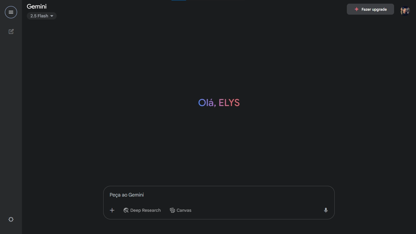 Tela inicial do Google Gemini