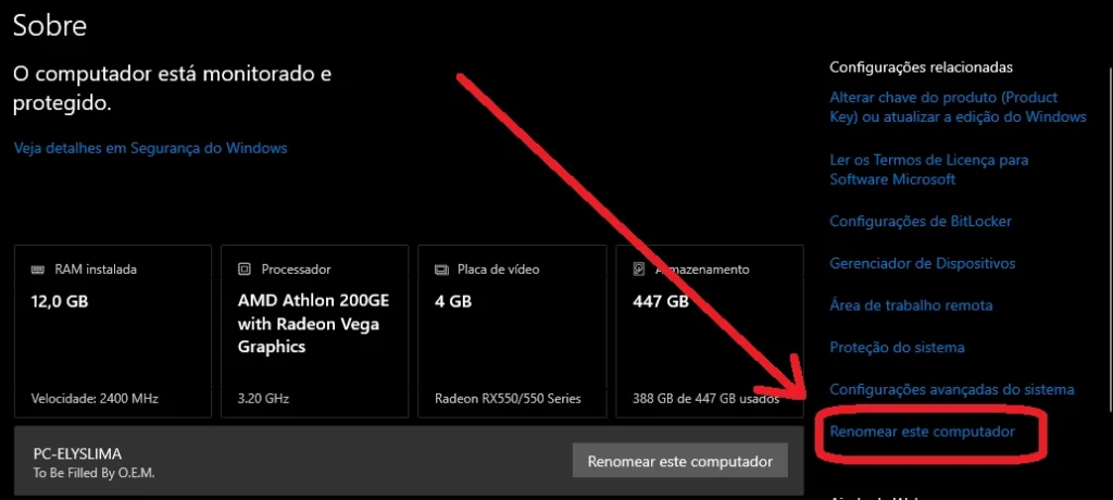 Renomear o PC com Windows 10